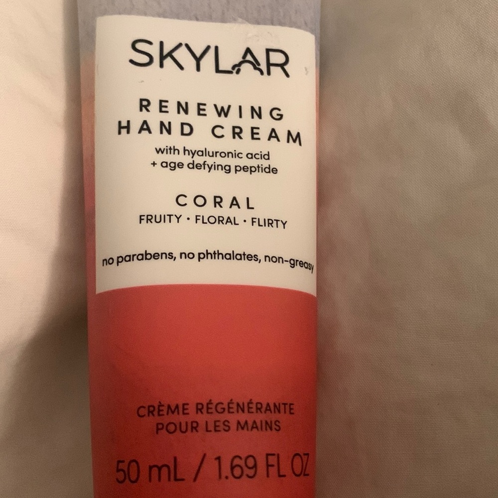 New Skylar Coral Renewing Hand Cream with hyaluronic acid and peptides